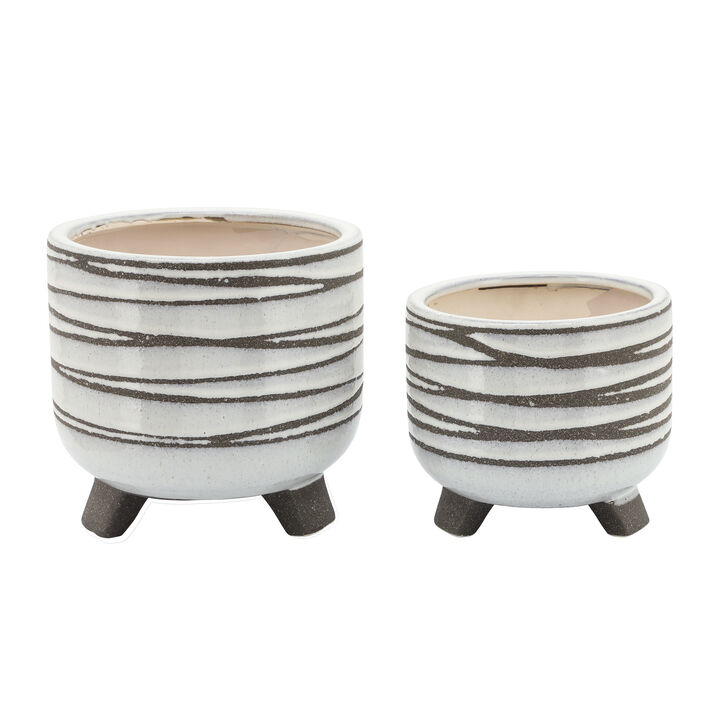 Ceramic Footed Planter, White