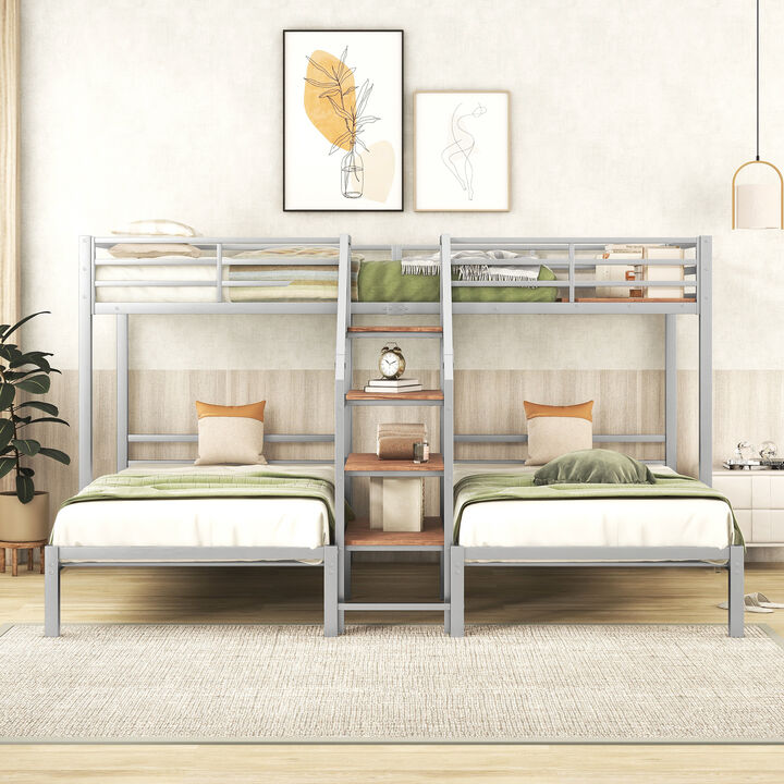 Merax Triple Bunk Bed with Storage Shelves