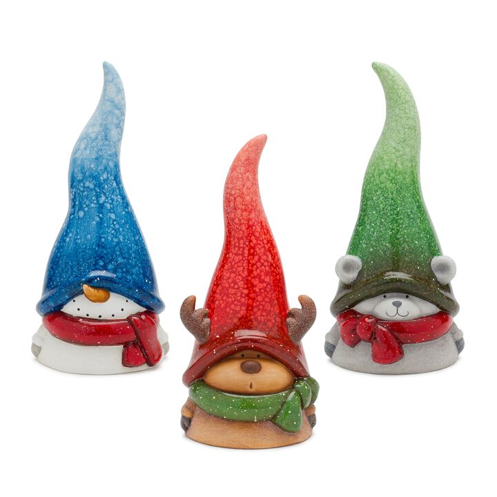Set of 3 Snowman, Moose, and Bear Figurines for Garden, Yard, and Holiday Décor