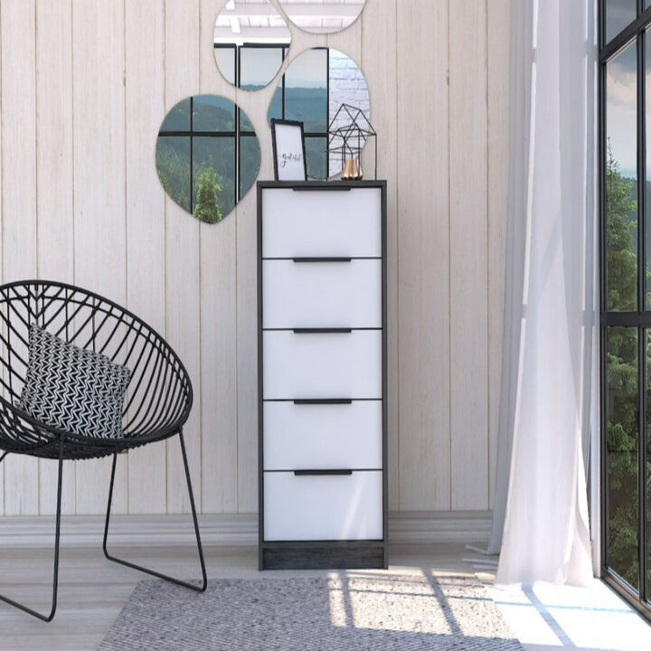 5 Drawers Dresser Maryland, Bedroom, Smoky Oak / White