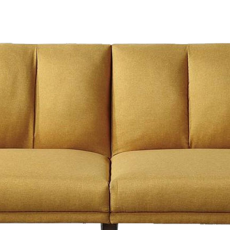 Adjustable Upholstered Sofa with Track Armrests and Angled Legs, Yellow