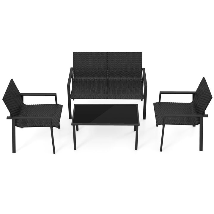 4-Piece Patio Furniture Set with Heavy-Duty Galvanized Metal Frame – Durable Outdoor Seating Set
