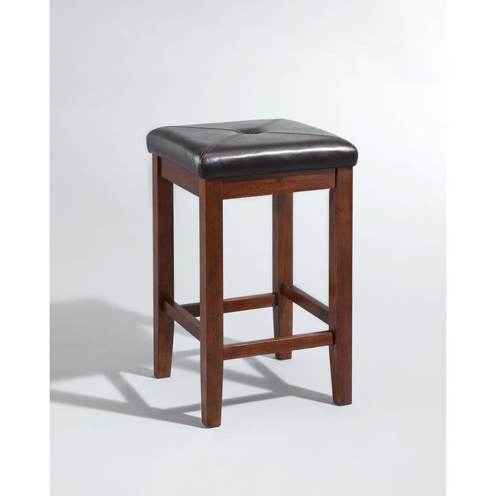 Crosley Furniture Upholstered Square Seat 2Pc Counter Stool Set Mahogany/Black - 2 Stools