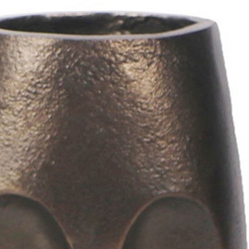Anea Flower Vase, Face Design, Pedestal Base, Textured Bronze Finish - Benzara