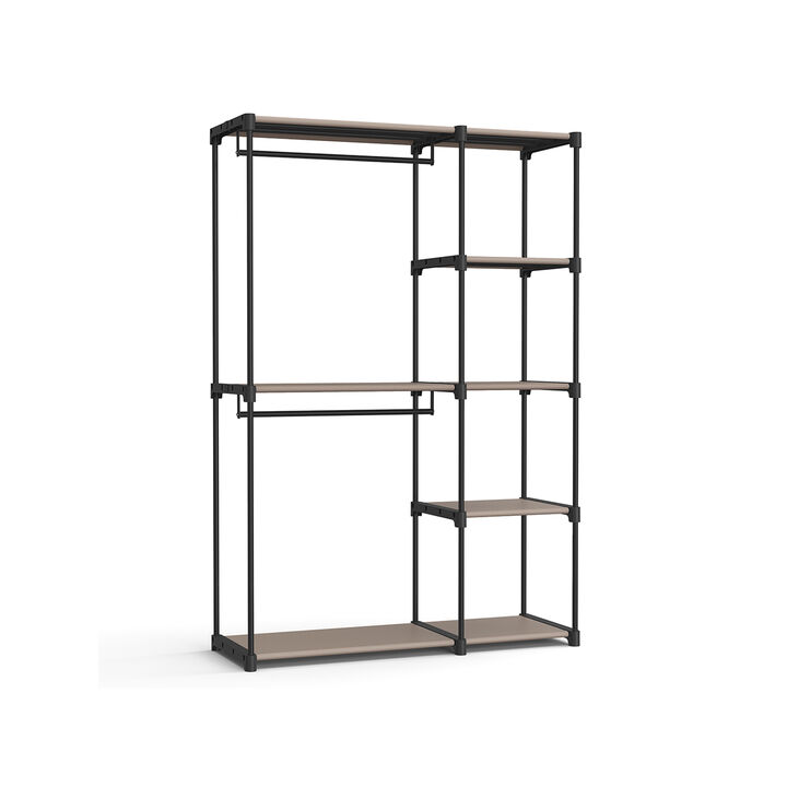 Freestanding Closet Organizer, Portable Wardrobe with Hanging Rods