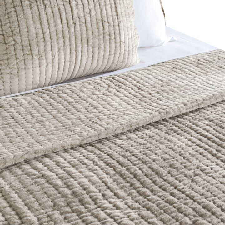 Lipa 20 x 26 Hand Stitched Standard Pillow Sham, Velvet, Quilted-Benzara