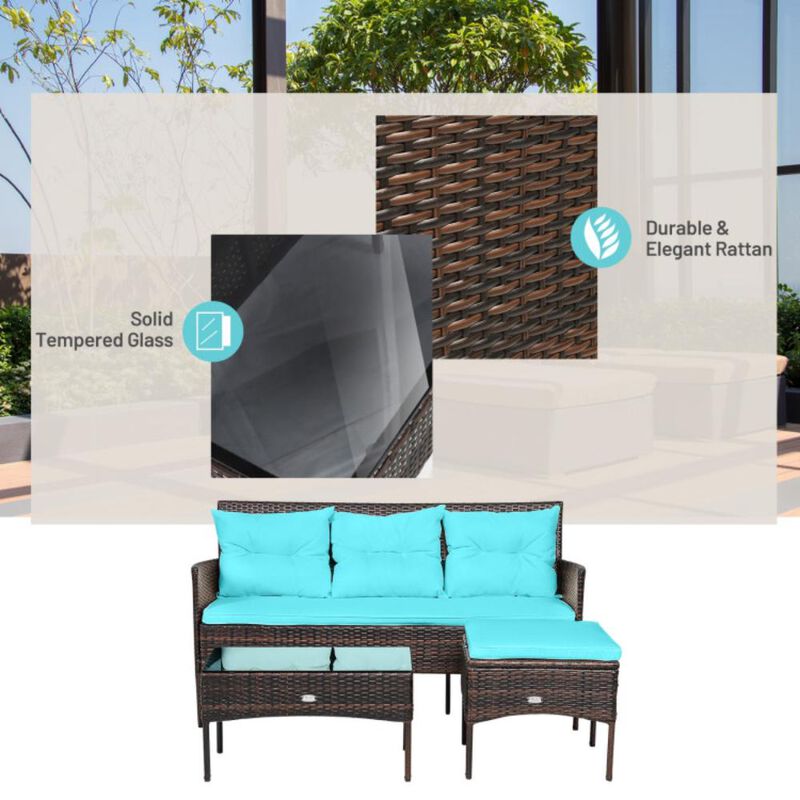 Hivvago 3 Pieces Patio Furniture Sectional Set with 5 Cozy Cushions