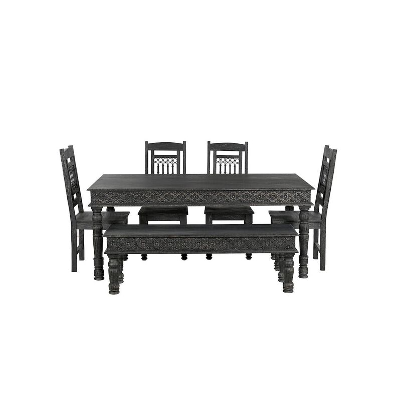 Taran Designs Eldris 72 Carved Solid Wood Dining Table