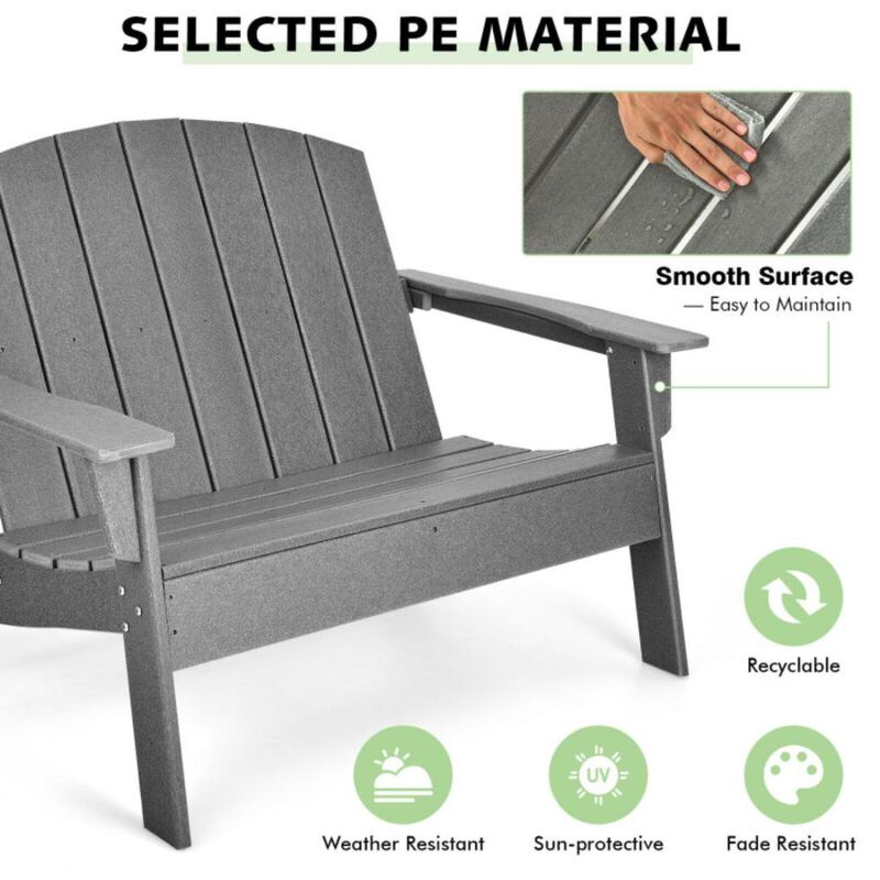 Hivvago HDPE Patio Adirondack Chair for Porch Garden Backyard-Gray
