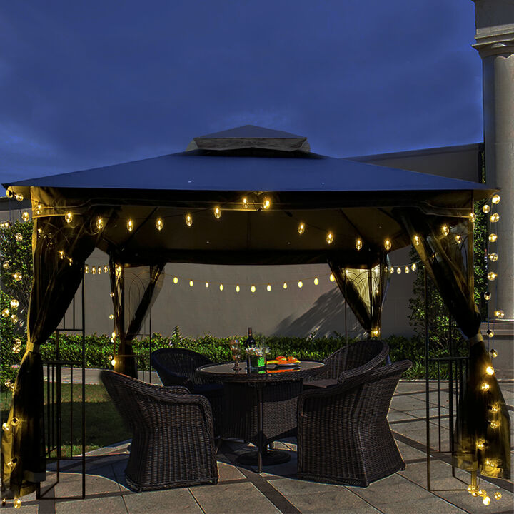 10x10 Outdoor Patio Gazebo Canopy Tent With Ventilated Double Roof And Mosquito Net