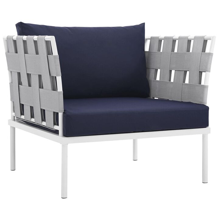 Modway EEI-2602-WHI-NAV MO-EEI-2602-WHI-NAV Harmony Outdoor Patio Aluminum, Armchair, White Navy