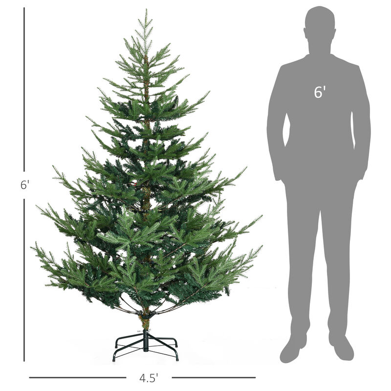 6' Artificial Christmas Tree with Realistic Branch Tips, Auto Open for Party