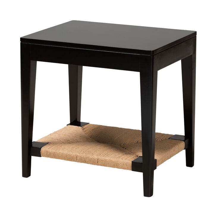 Bali & Pari Freya Modern Bohemian Black Finished Bayur Wood End Table