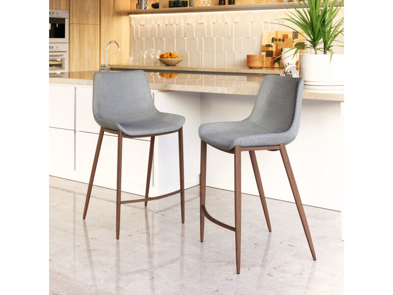 Magnus Counter Stool (Set of 2) Slate Gray & Walnut