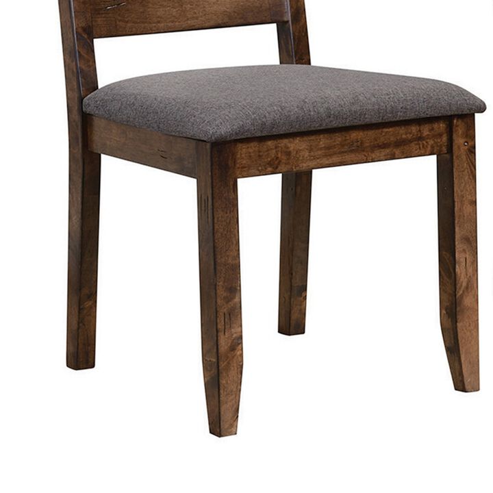 Wooden Ladder Back Dining Chair, Gray & Brown, Set of 2-Benzara