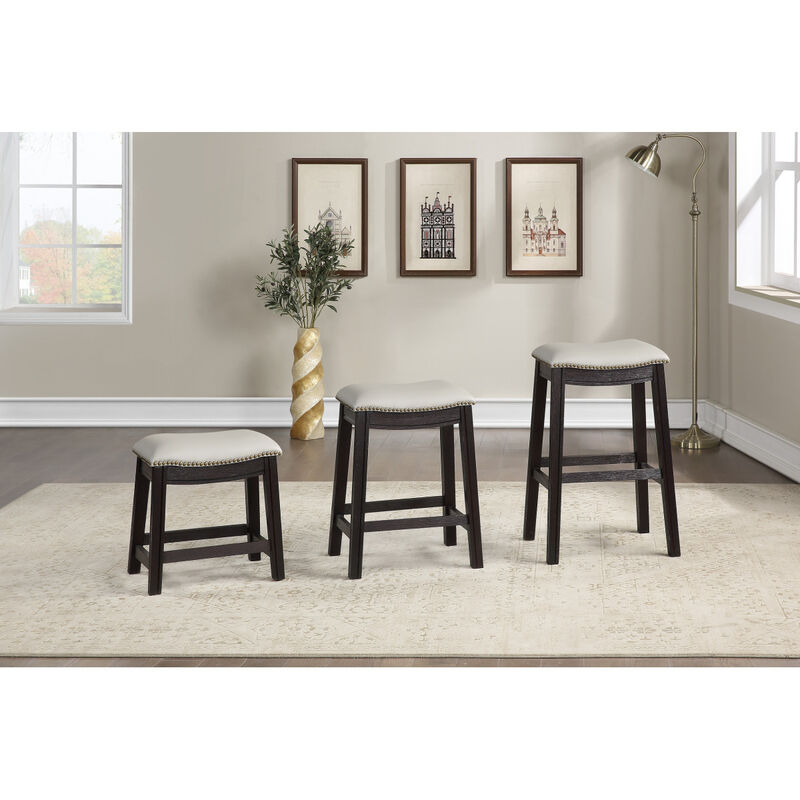 Grey PU Upholstery Barstool, Set Of 2