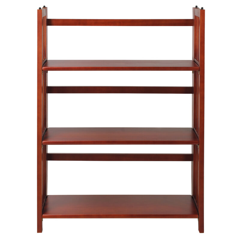 Casual Home 3-Shelf Folding Stackable Bookcase (27.5" Wide)-Mahagony