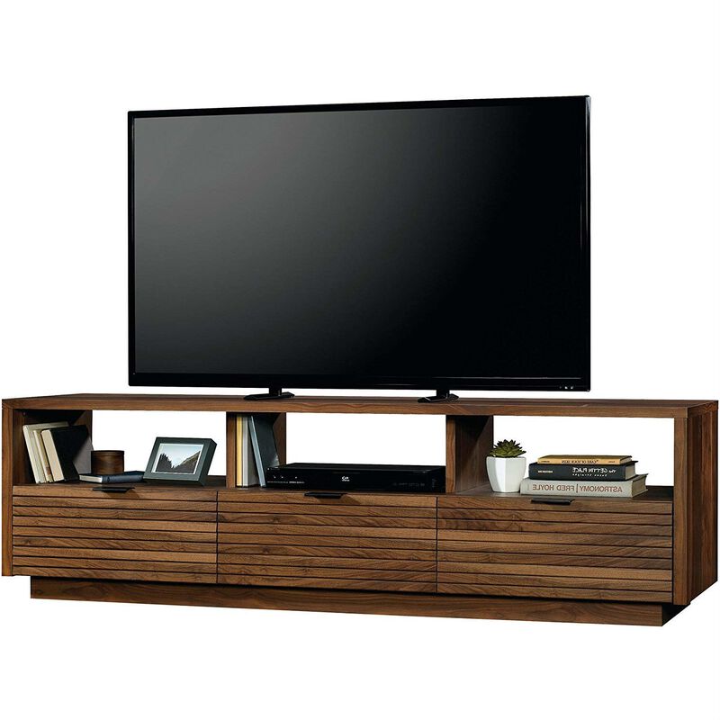 Hivvago Modern Walnut Finish TV Stand Entertainment Center   Fits up to 70 inch TV