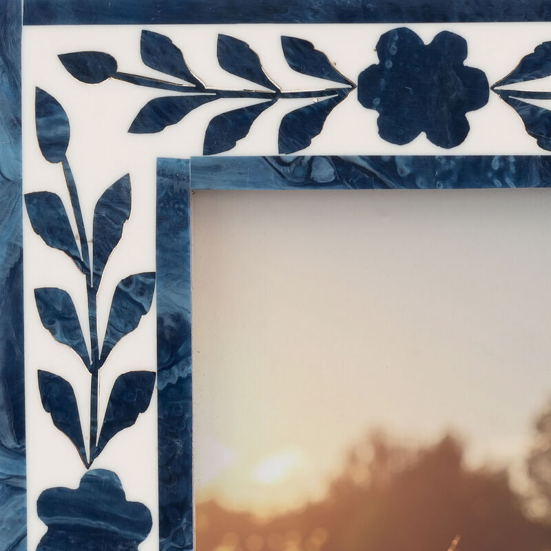 4x6 Blue Petals Photo Frame, white/blue