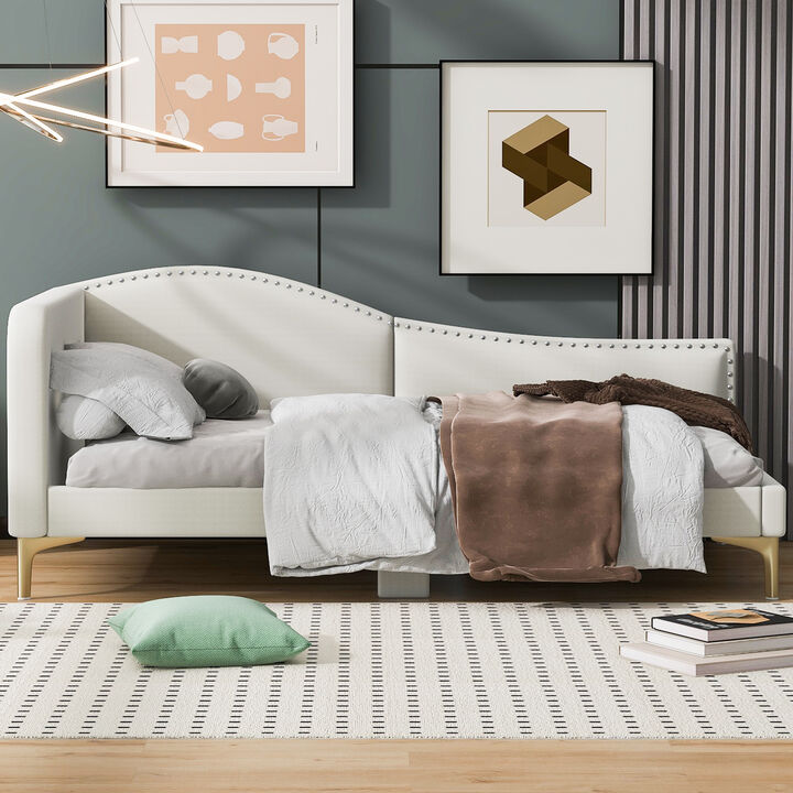 Merax Upholstered Daybed with Headboard and Armrest