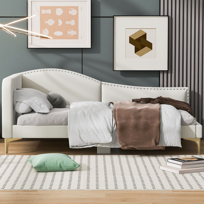 Merax Upholstered Daybed with Headboard and Armrest
