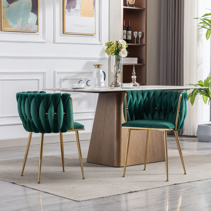 Dining Chair, Thickened Fabric Chairs With Wood Legs, Set Of 2