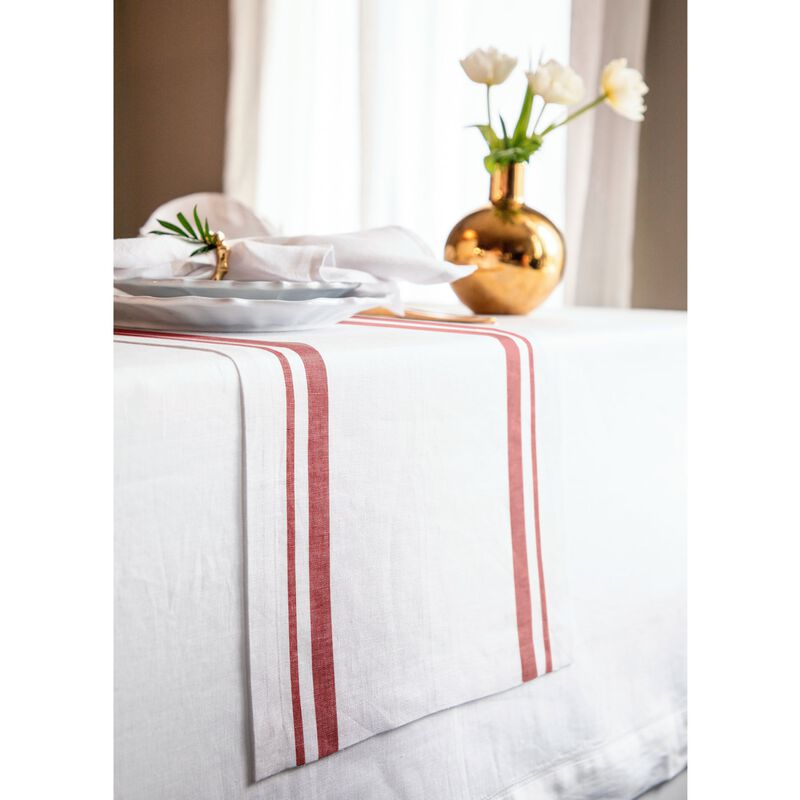 Solino Home 100% Pure Linen Table Runner | French Stripe