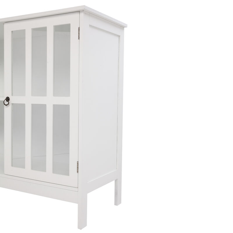 Transparent Double Door Side Cabinet Modern Storage for Living Room, Bedroom, or Office