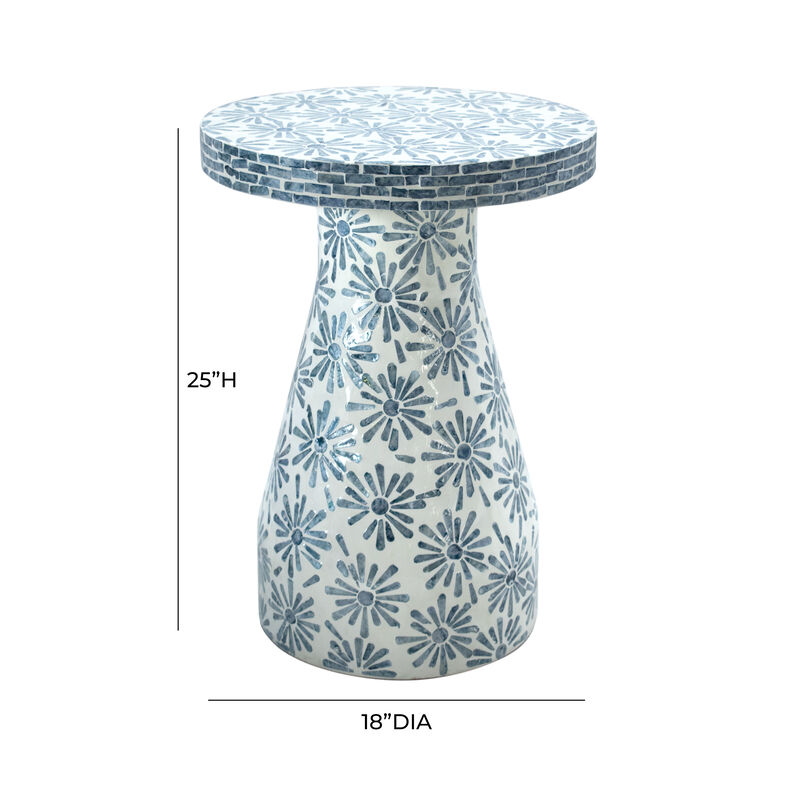Halio Cream & Blue Checkered Shell Side Table