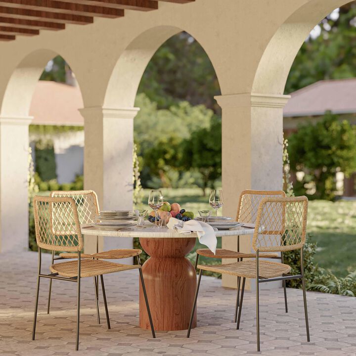 Cynthia Travertine Concrete Indoor / Outdoor 54" Round Dining Table