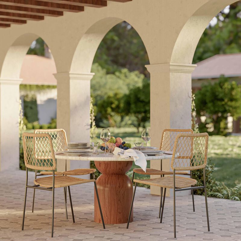 Cynthia Travertine Concrete Indoor / Outdoor 54" Round Dining Table
