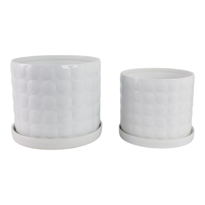 White Ceramic Bubble Planter Set