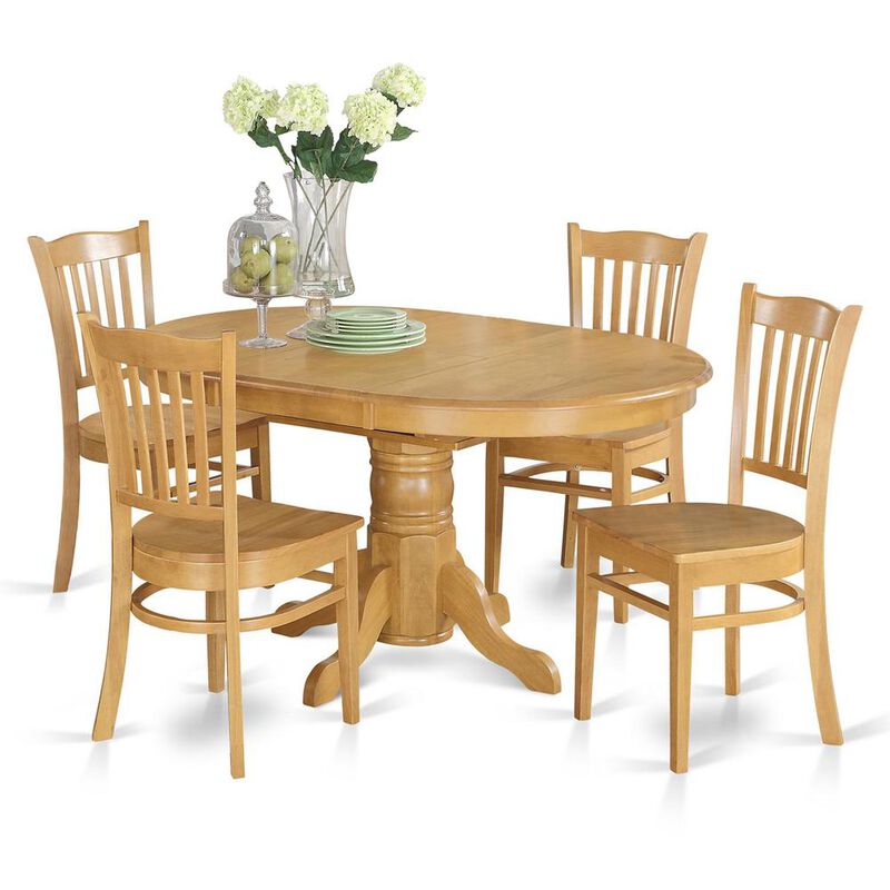 East West Furniture 5  Pc  Dining  room  set  for  4-  Table  with  Leaf  and  4  Dining  Chairs.