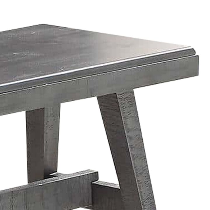 Alix 54 Inch Elegant Wood Dining Bench with Tapered Legs, Distressed Gray-Benzara