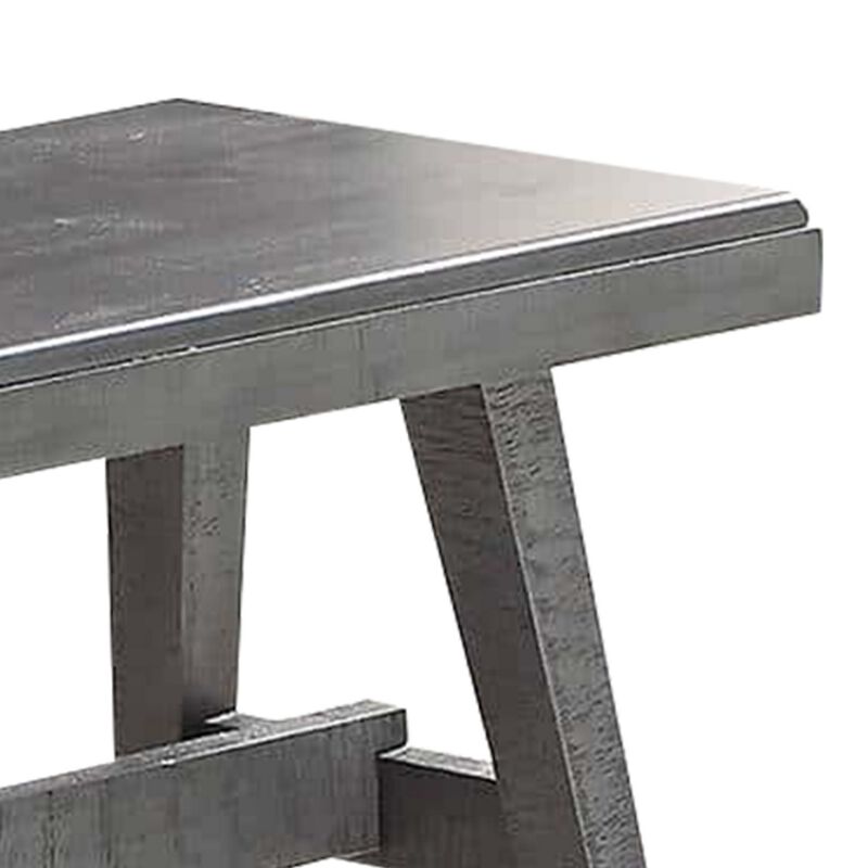 Alix 54 Inch Elegant Wood Dining Bench with Tapered Legs, Distressed Gray-Benzara