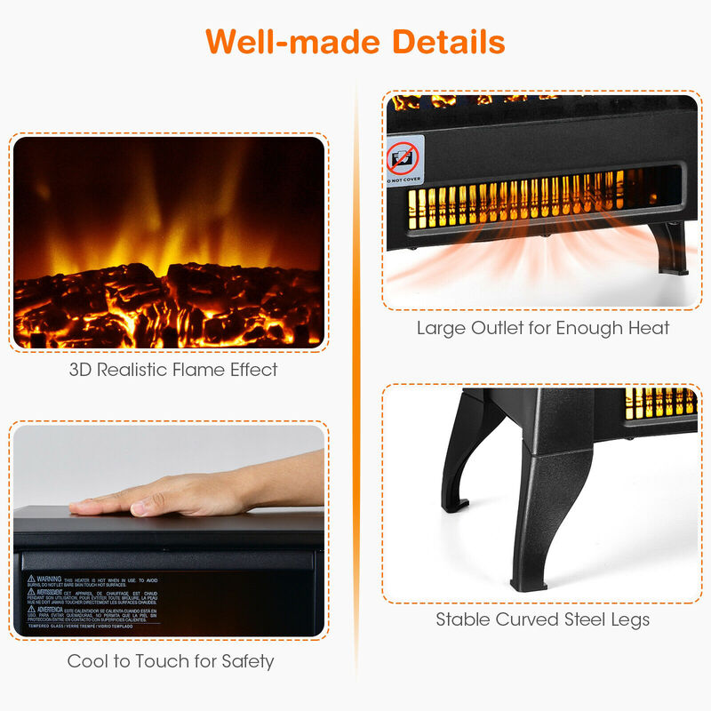 Compact Portable Space Heater with Realistic Flame Effect
