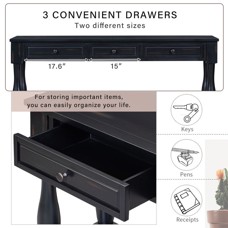 Merax Long Console Table with 3 Drawers