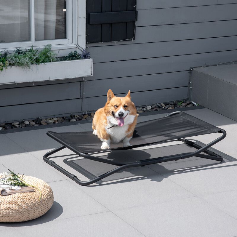 Black Pet Comfort: 44" Cooling Elevated Foldable Dog Bed