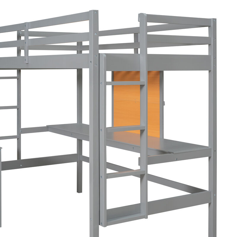 Merax Modern  Wooden Loft Bed with Desk