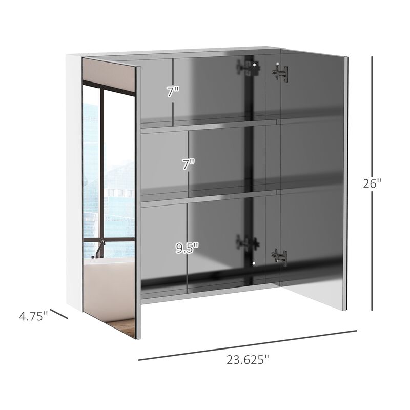 Silver Bathroom Storage: 3-Tier Stainless Steel Medicine Cabinet