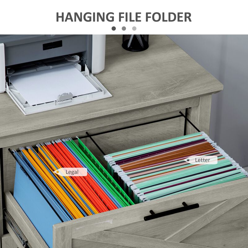 Grey Retro Organizer: 2-Drawer Lateral File Cabinet for Documents
