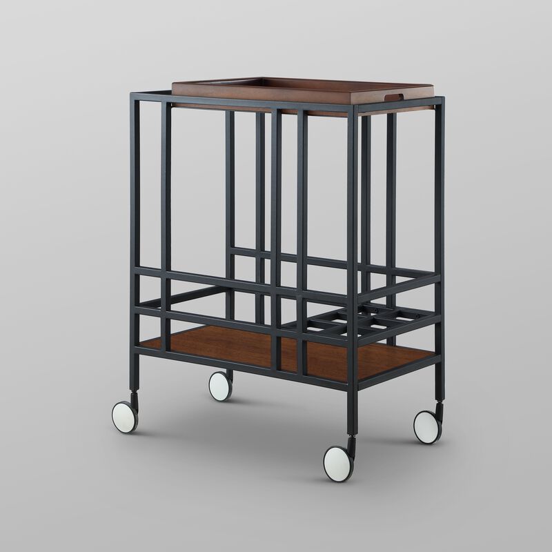 Inspired Home Ron Bar Cart Serving Tray with Caster