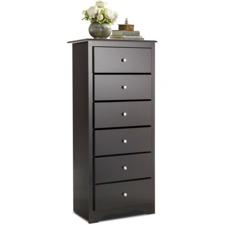 Hivvago Modern Espresso 6 Drawer Tall Wood Dresser Chest