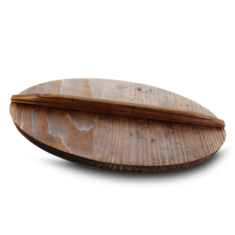 General Store Addlestone 2 Piece 14 Inch Heavy Duty Cast Iron Wok with Wood Lid