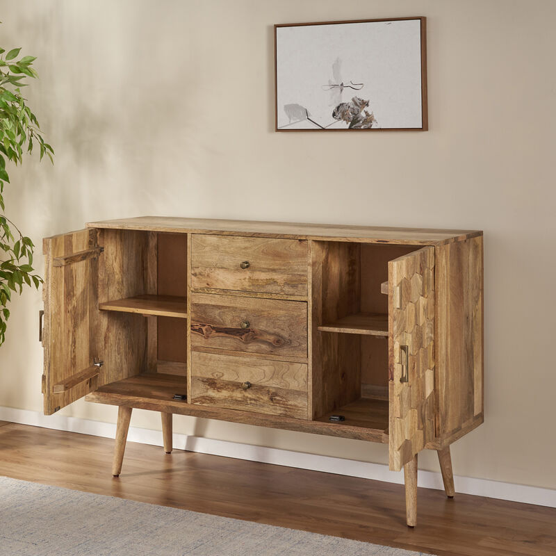 Merax Natural Sideboard Cabinet with 3 Drawers