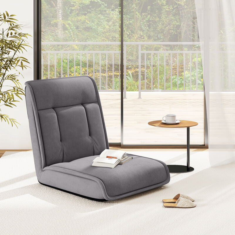 Folding Floor Chair Convertible Lazy Chair with 14-Poistion Adjustable Backrest
