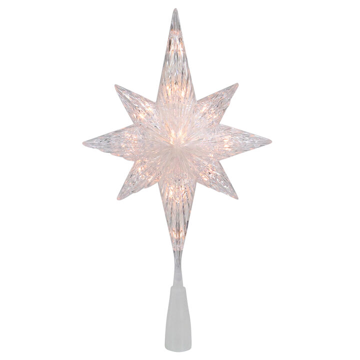 11" Lighted 8 Point Bethlehem Star Christmas Tree Topper - Clear Lights   Green Wire
