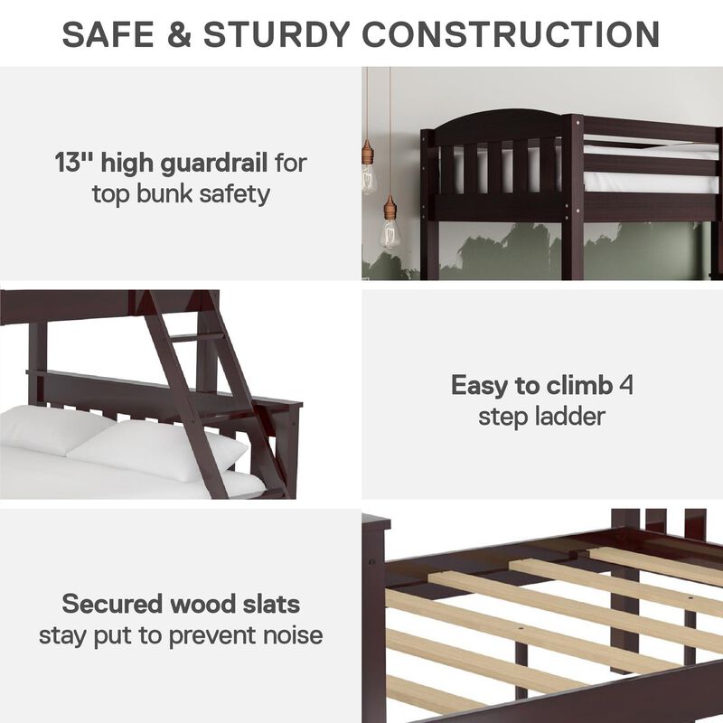 Atwater Living Alara Twin-Over-Full Convertible Bunk Bed with Ladder, Espresso