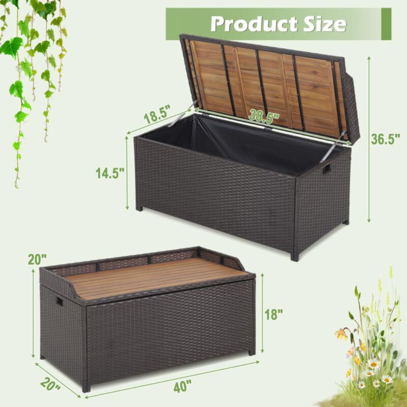 Hivvago 45 Gallon Outdoor Storage Bench with Zippered Liner