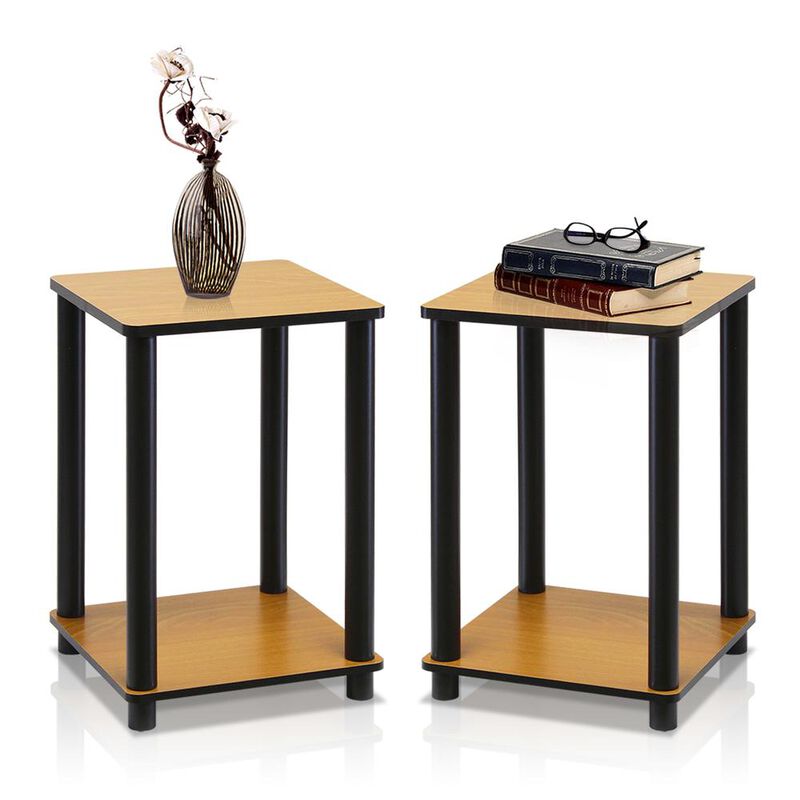 Furinno 2-99800RLC Turn-N-Tube End Table Corner Shelves, Set of 2